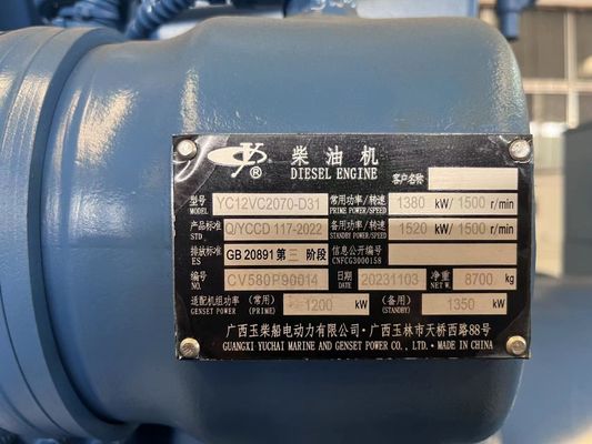 Stand-by 1500 kW dieselgenerator met gesloten koelsysteem en geluidsverdamping