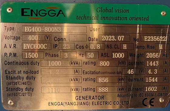 800 kW Guangxi Yuchai Diesel Generator Set met luchtfilter en water koelsysteem