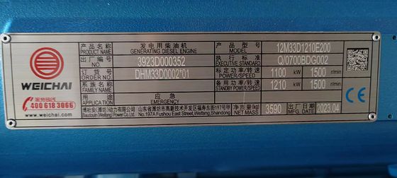400V 1250KVA Weichai Diesel Generator Set 1000KW Grote stroomvoorziening met richting injectie motor