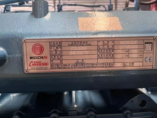 Stil luidspreker 50HZ voor Weichai 500KW Diesel Generator Set met water koelsysteem